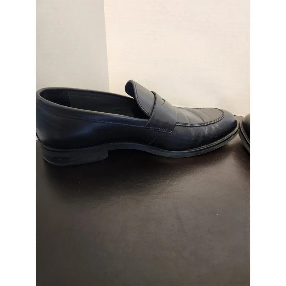 Sz9.5 - Nordstrom Mens Ortholite Black Leather Penny Loafer Dress Shoes